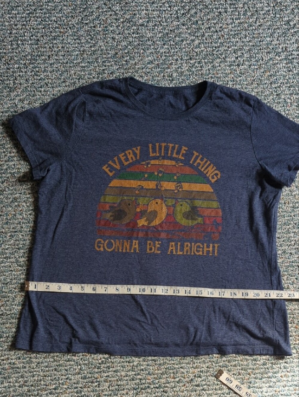 Womens Bob Marley 3 Little Birds Women's XL Flowy Tee with Retro Jamaica Reggae